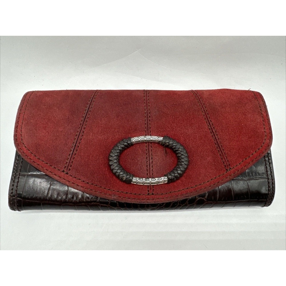 Brighton Savannah Red Suede and Brown‎ Leather Wallet